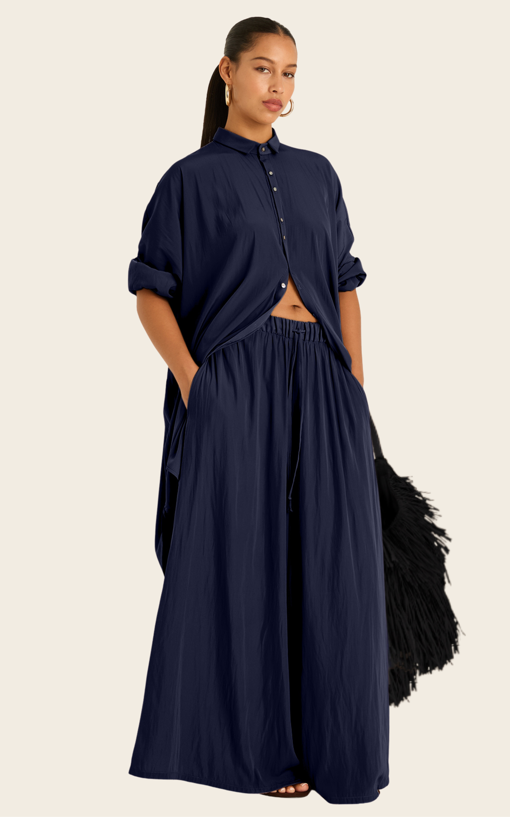 The Luxe Palazzo Pant - Night Sea