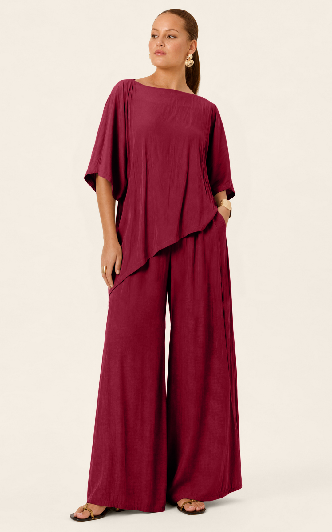 The Luxe Palazzo Pant - Blackberry