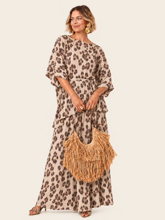 The Luxe Arc Blouse - Snow Leopard
