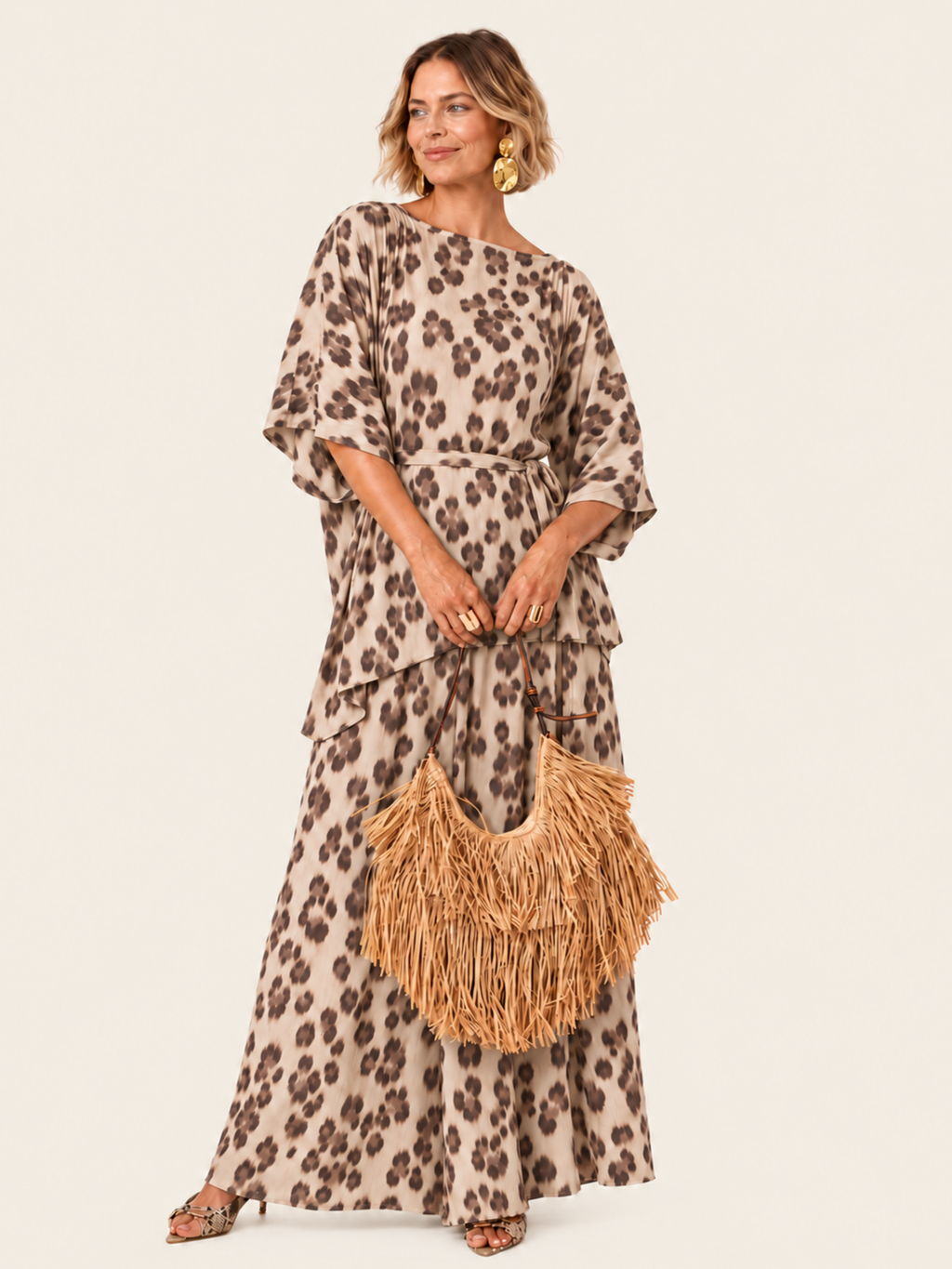 The Luxe Arc Blouse - Snow Leopard