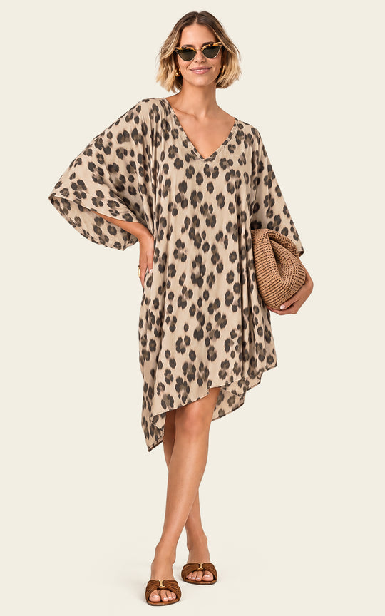 The Luxe Luna Mini Kaftan - Snow Leopard