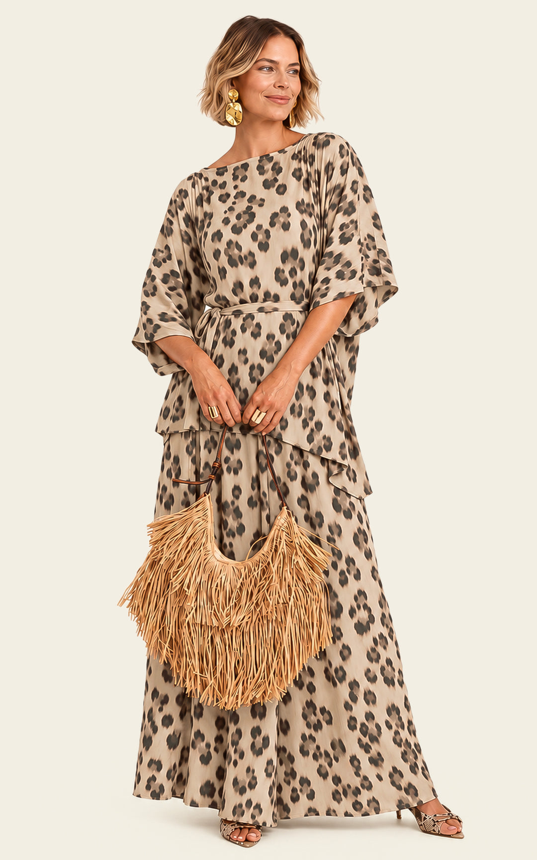 The Luxe Arc Blouse - Snow Leopard