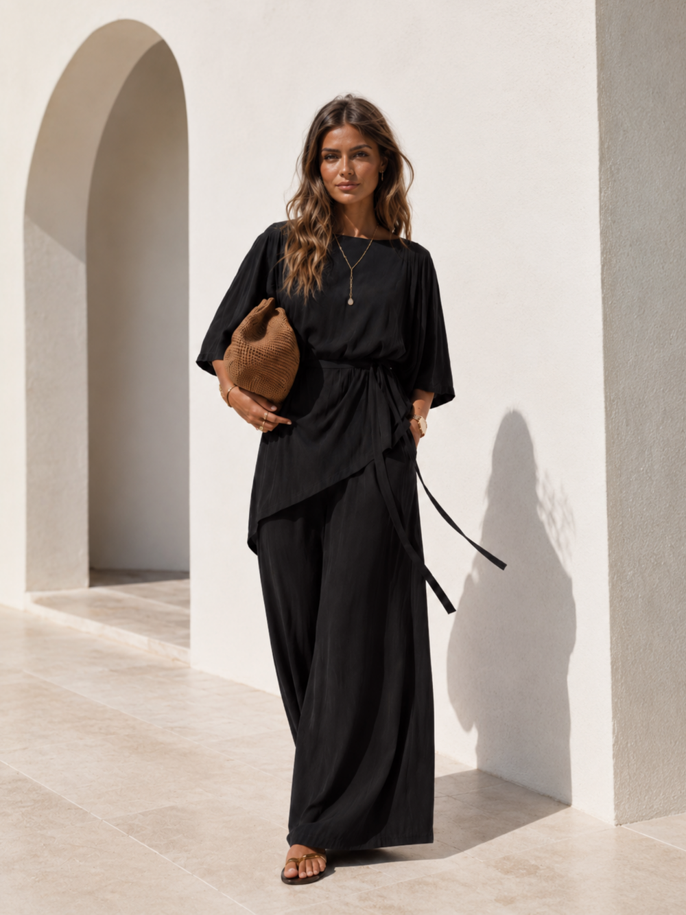 The Luxe Arc Blouse - Black