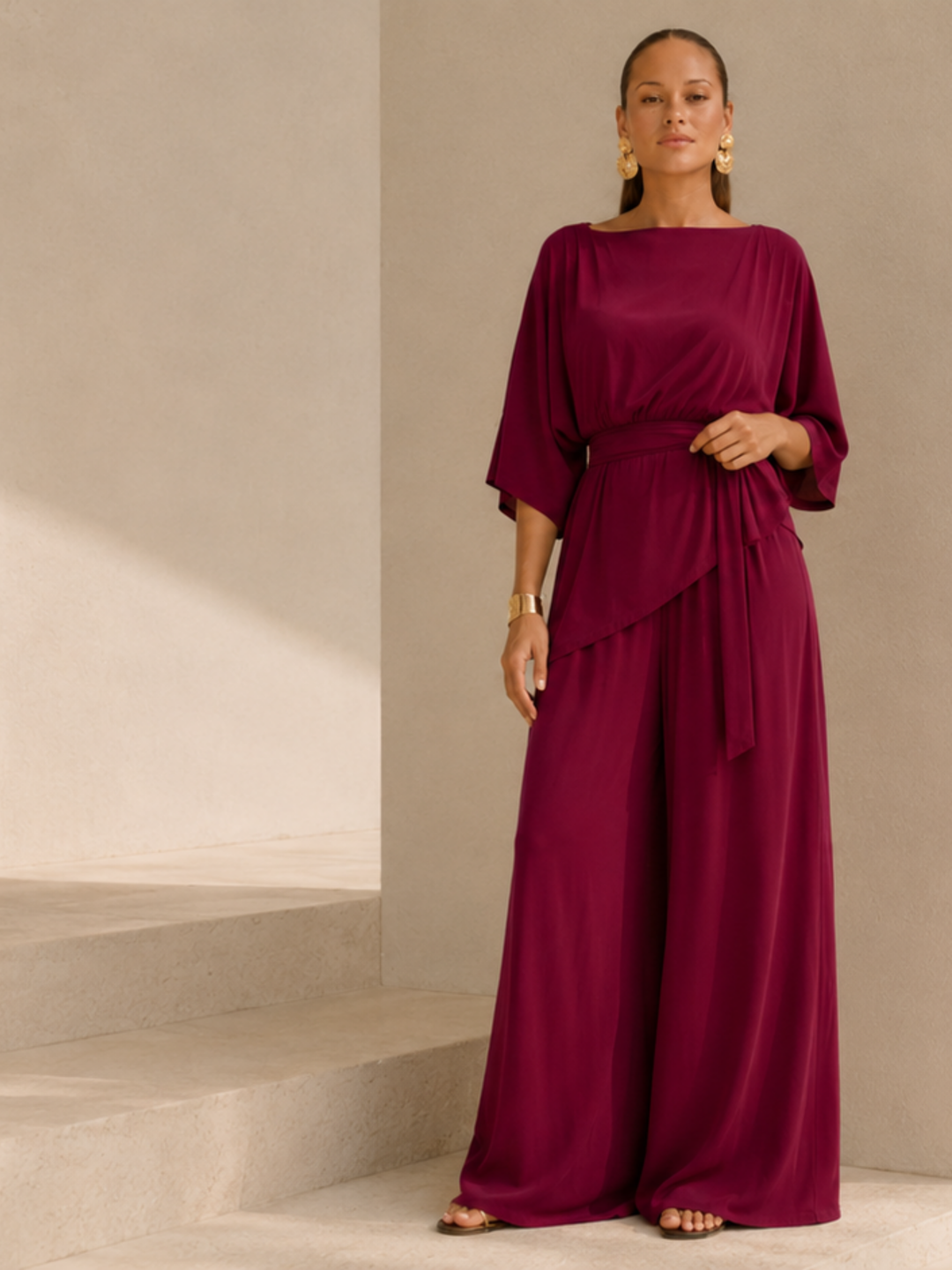 The Luxe Palazzo Pant - Blackberry