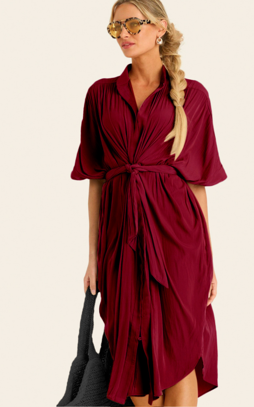 The Multiwear Shirt Dress - Blackberry, Midi