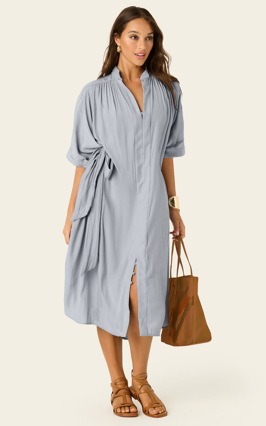 The Multiwear Shirt Dress - Moondust Grey, Midi