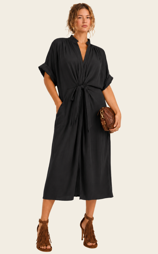 The Multiwear Shirt Dress - Black, Midi