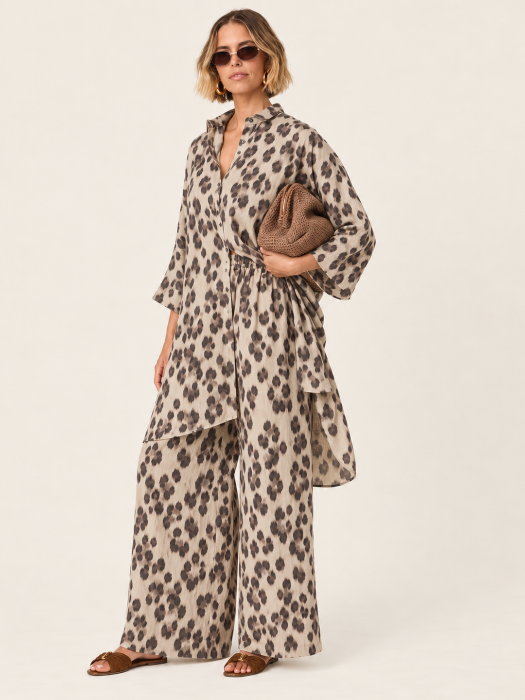 The Luxe Draper Shirt - Snow Leopard