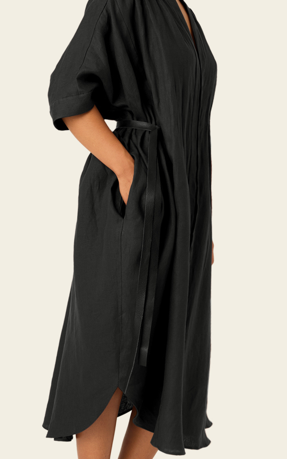 The Luxe Leather Wrap Belt - Black Length: Long