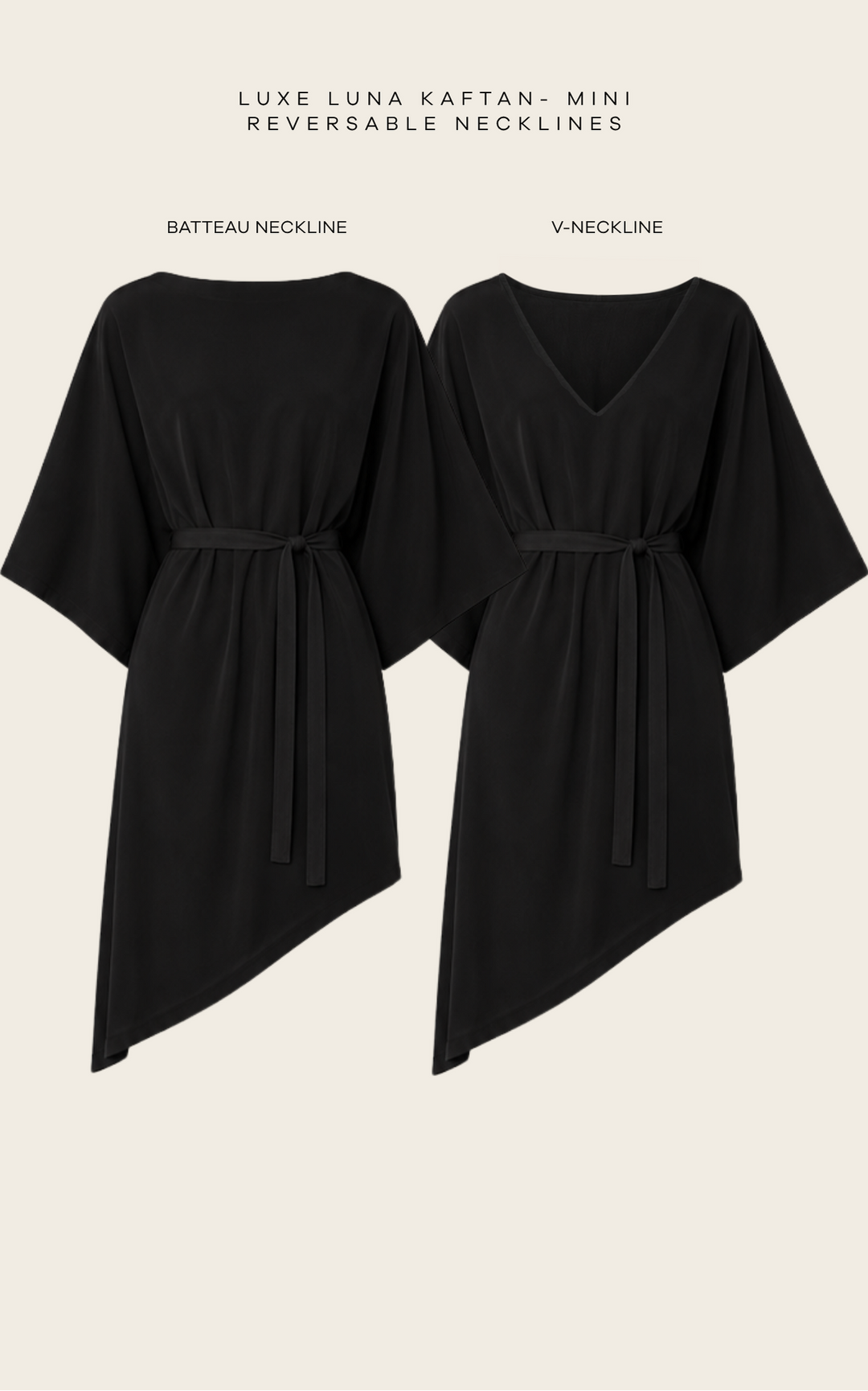 The Luxe Luna Mini Kaftan - Black