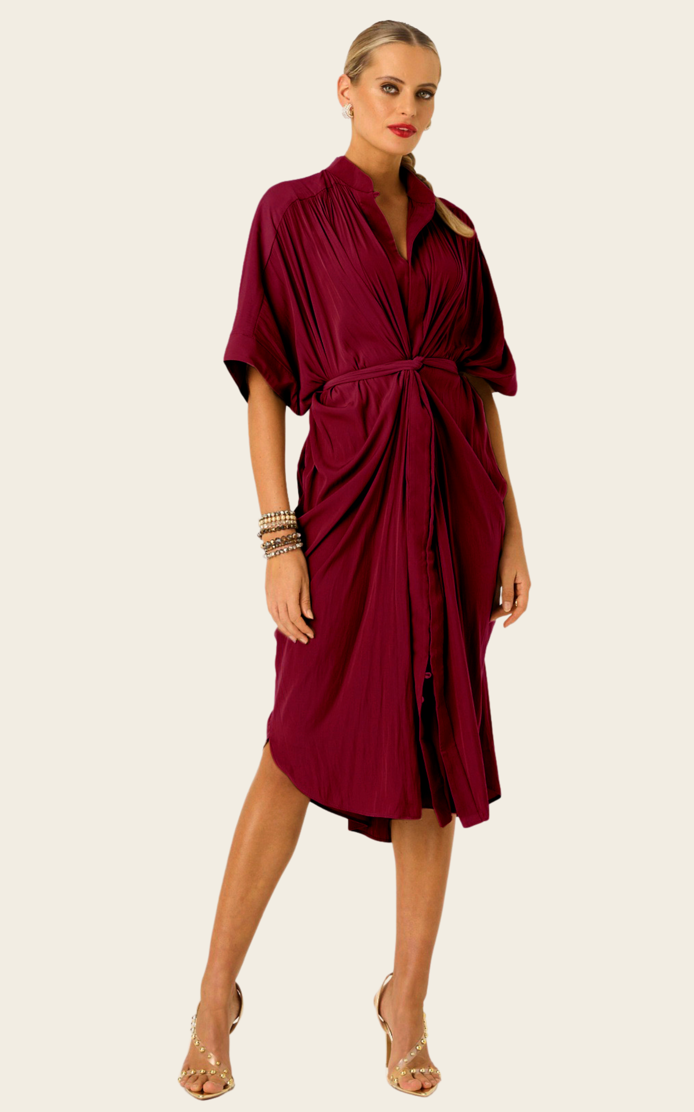 The Multiwear Shirt Dress - Blackberry, Midi