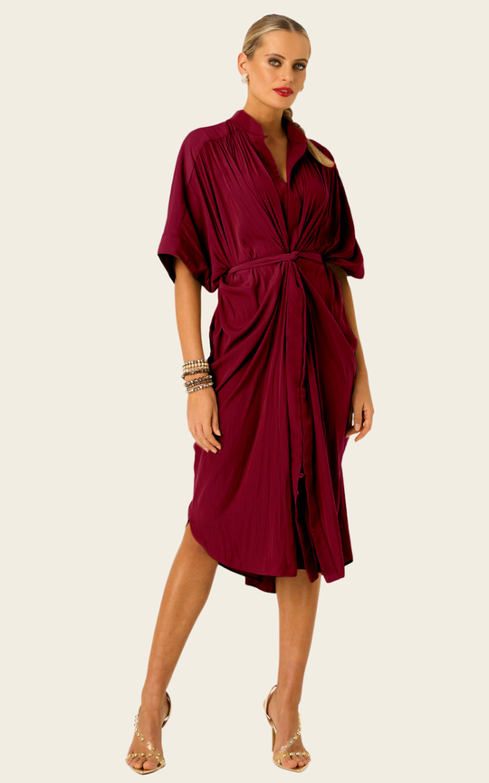 The Multiwear Shirt Dress - Blackberry, Midi