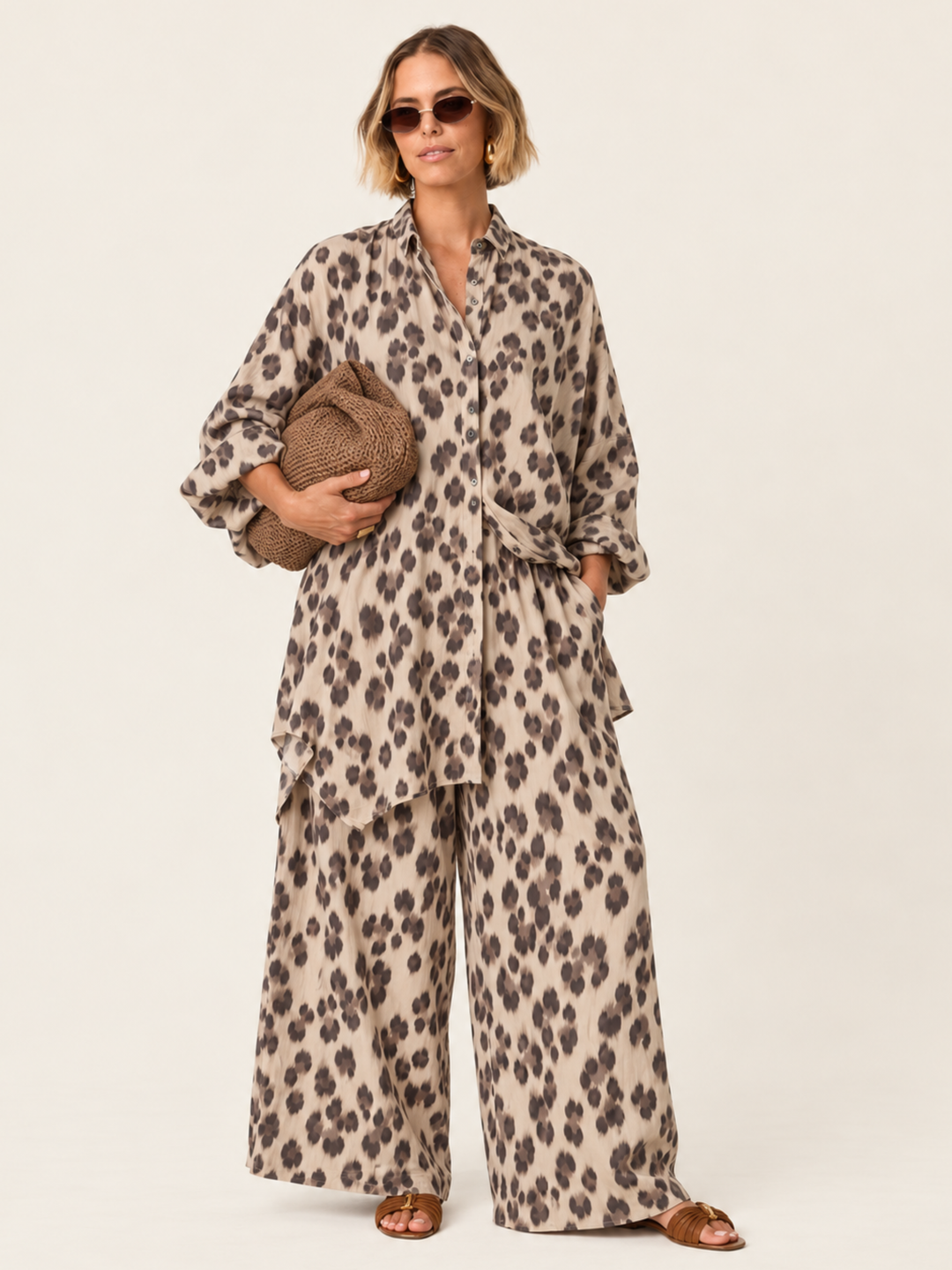 The Luxe Draper Shirt - Snow Leopard
