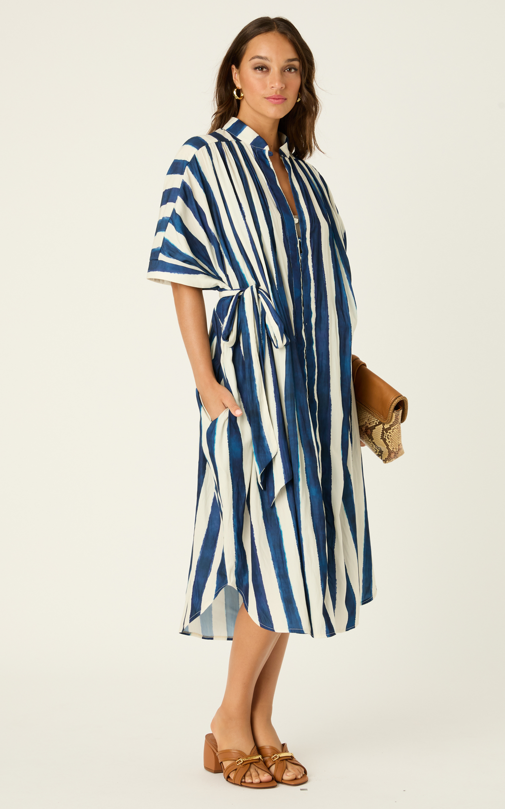 The Multiwear Shirt Dress - Shibori Stripe, Midi
