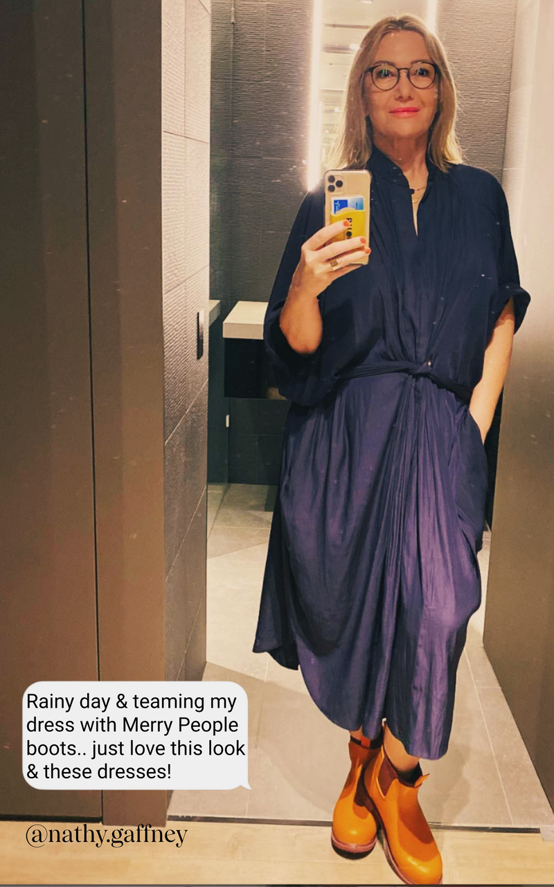 The Multiwear Shirt Dress - Night Sea, Midi