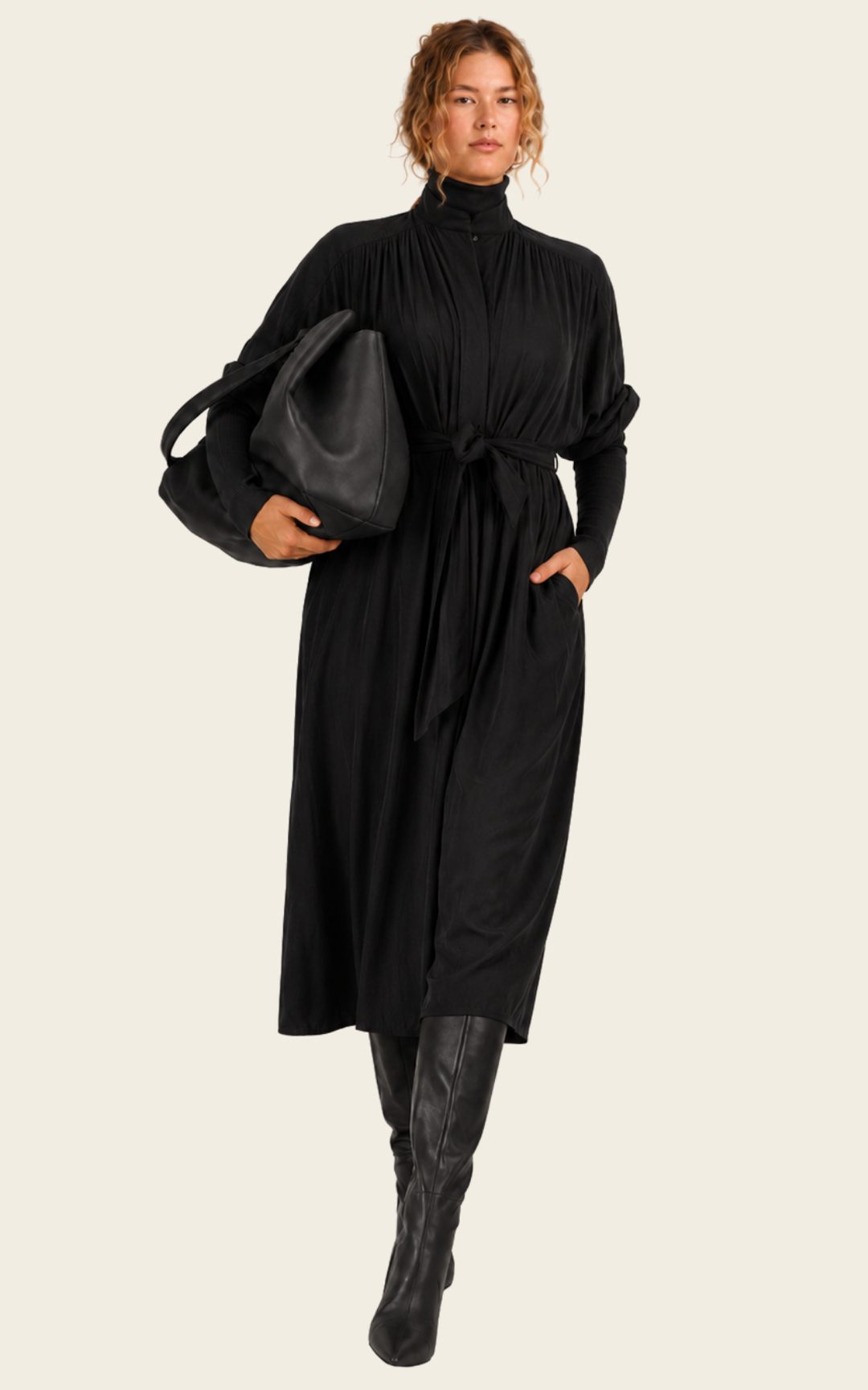 The Multiwear Shirt Dress - Black, Midi