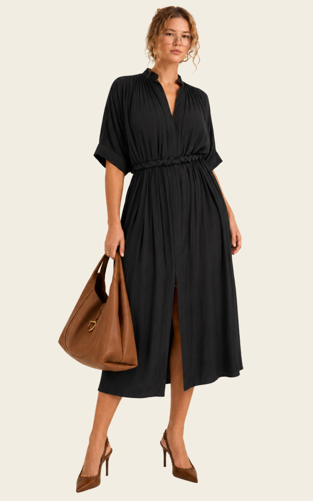 The Multiwear Shirt Dress - Black, Midi