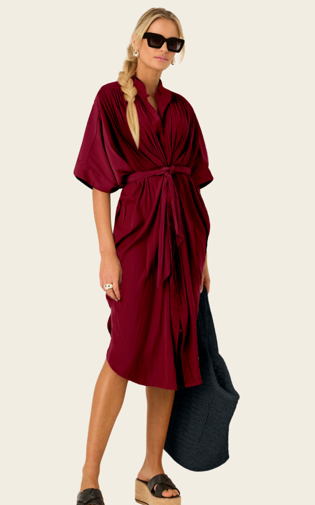 The Multiwear Shirt Dress - Blackberry, Midi