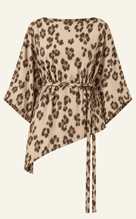 The Luxe Arc Blouse - Snow Leopard