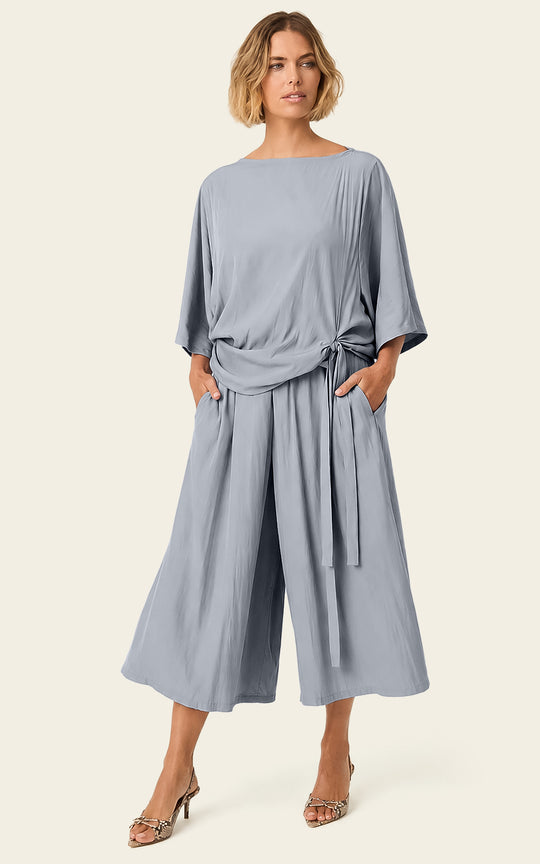 The Luxe Arc Blouse - Bleu de Lune