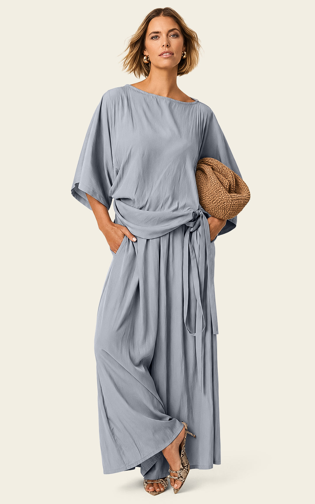 The Luxe Arc Blouse - Bleu de Lune