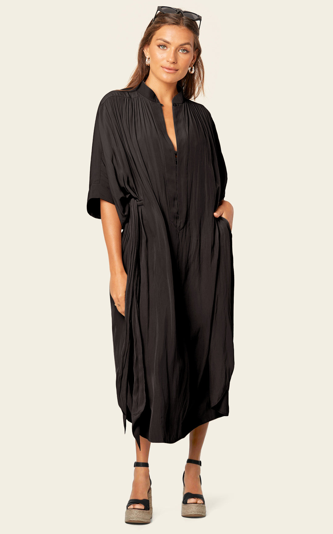 【ANDESED】double cross all in one dress ANDRESS Double Cross All-in-One Dress, Black, Size M