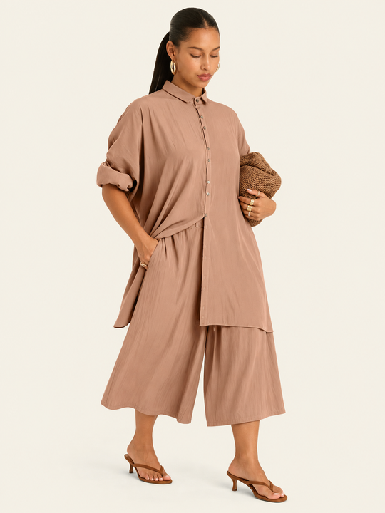The Luxe Culotte Short - Chai Chameau