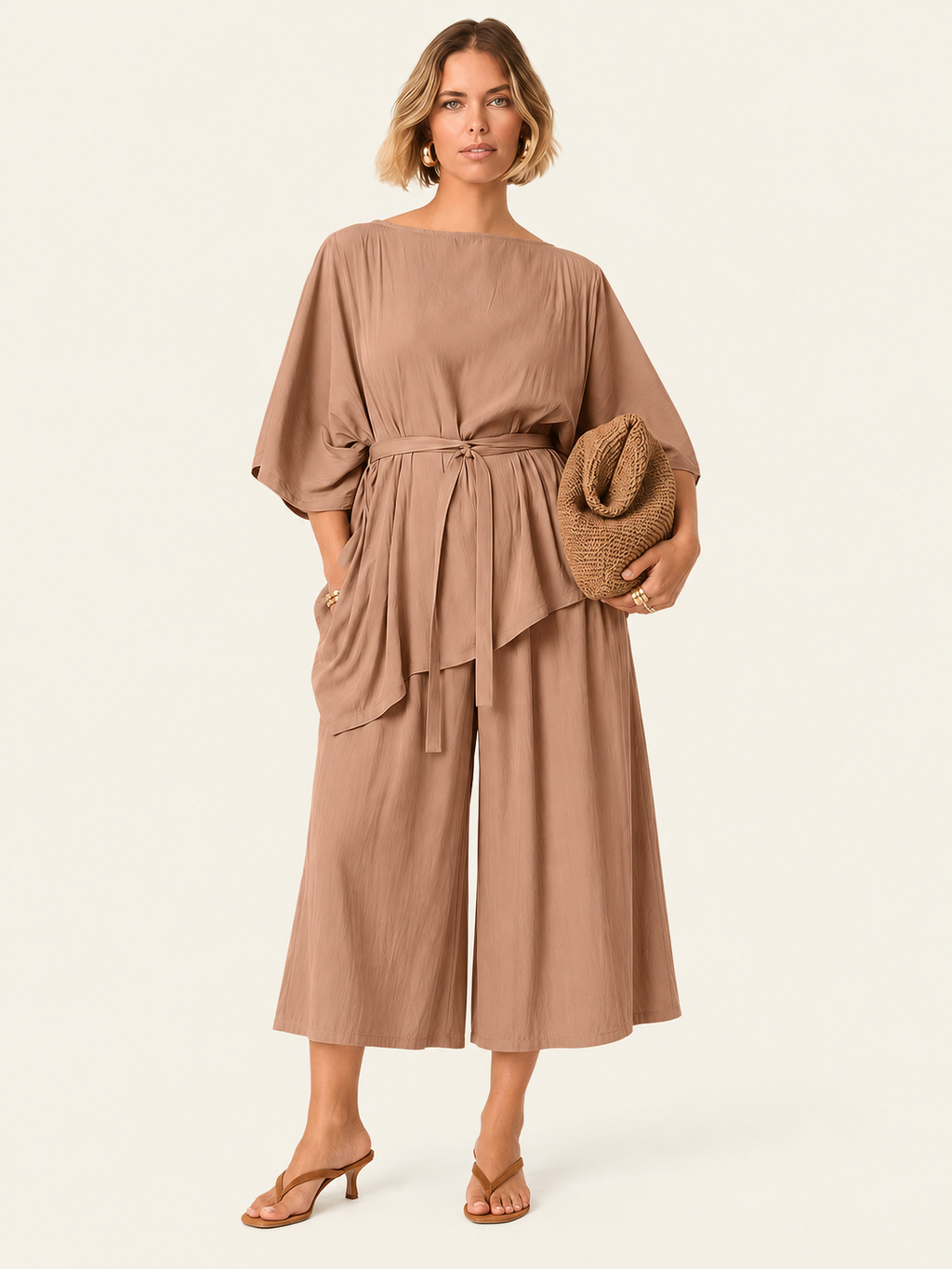 The Luxe Culotte Short - Chai Chameau