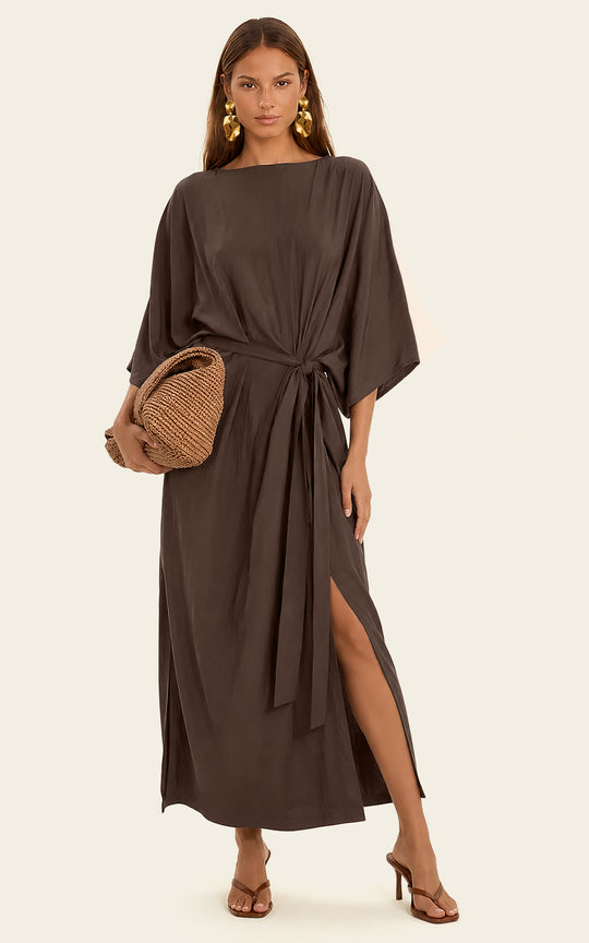 The Luxe Luna Maxi Kaftan - Cacao Noir