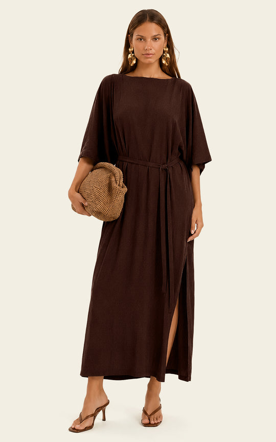 The Luxe Luna Maxi Kaftan - Cacao Noir