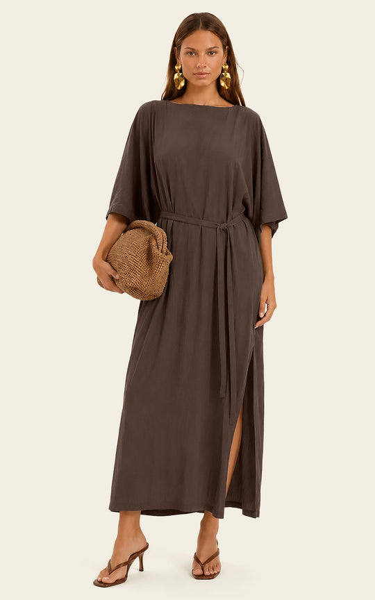 The Luxe Luna Maxi Kaftan - Cacao Noir