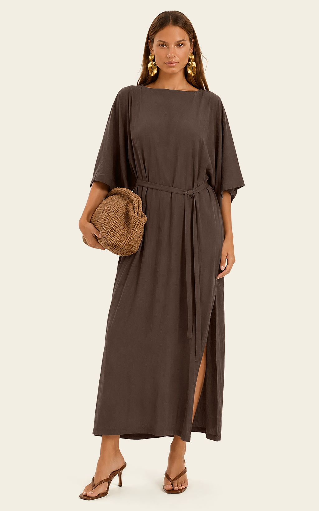 The Luxe Luna Maxi Kaftan - Cacao Noir