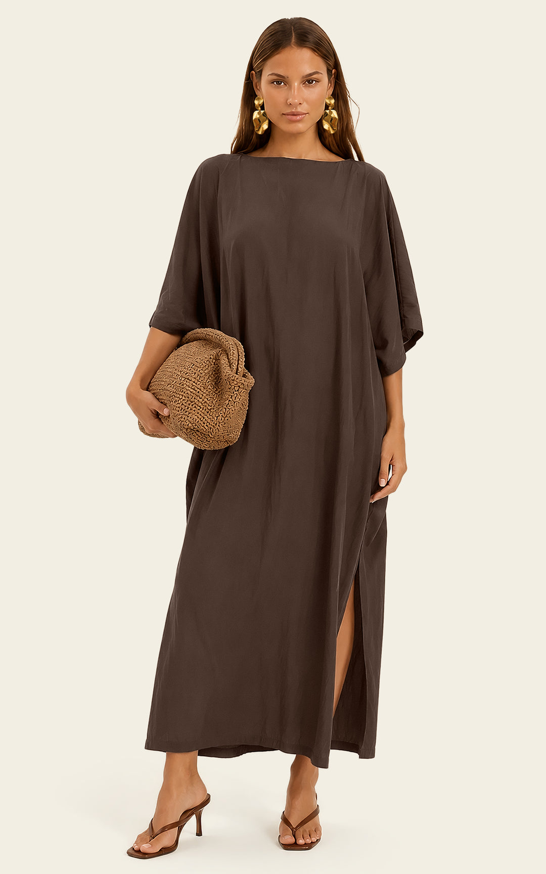 The Luxe Luna Maxi Kaftan - Cacao Noir