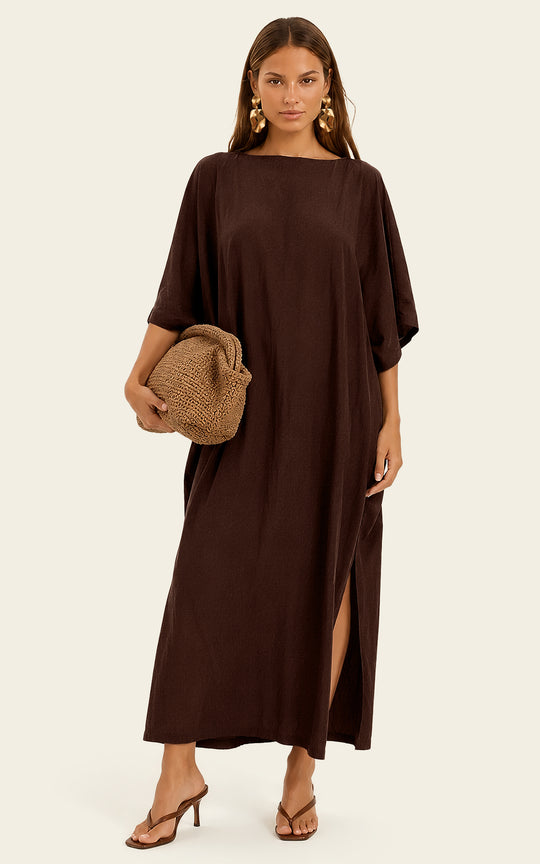 The Luxe Luna Maxi Kaftan - Cacao Noir