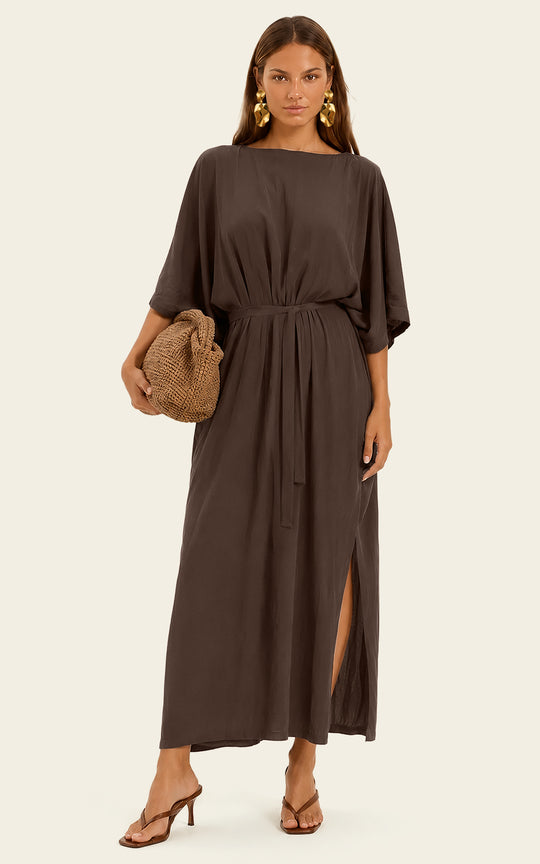 The Luxe Luna Maxi Kaftan - Cacao Noir
