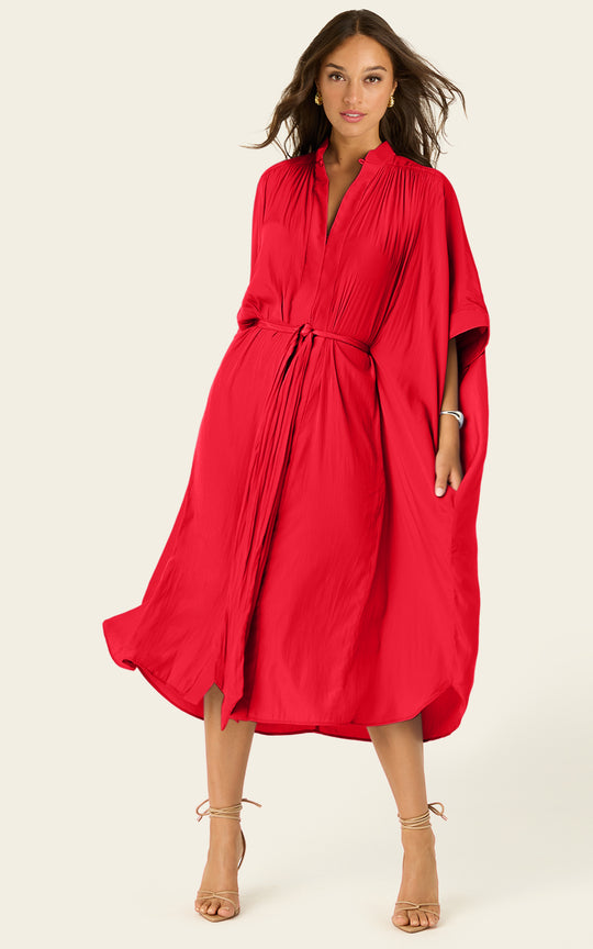 The Multiwear Shirt Dress - Rouge Délice, Midi