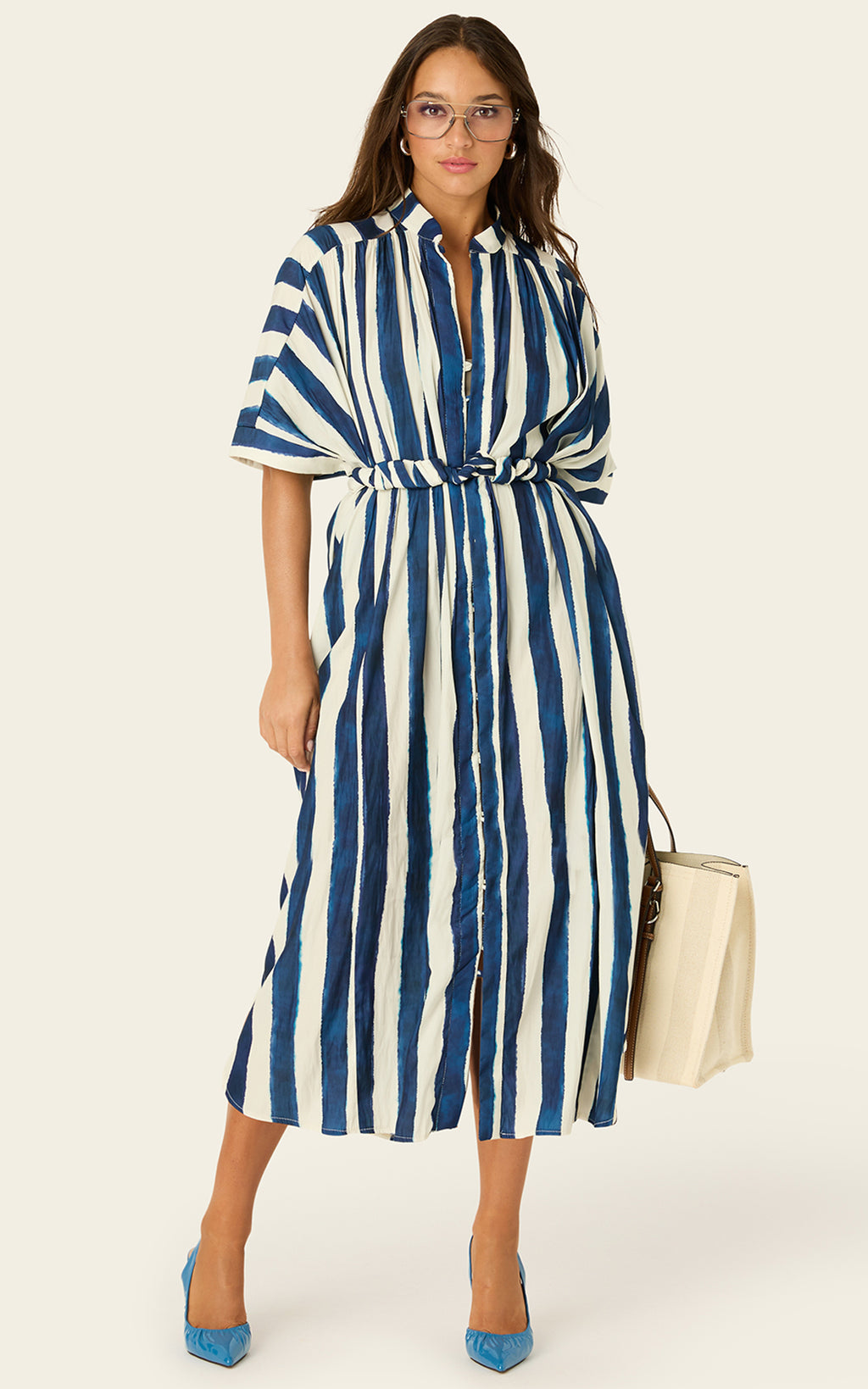 The Multiwear Shirt Dress - Shibori Stripe, Grande