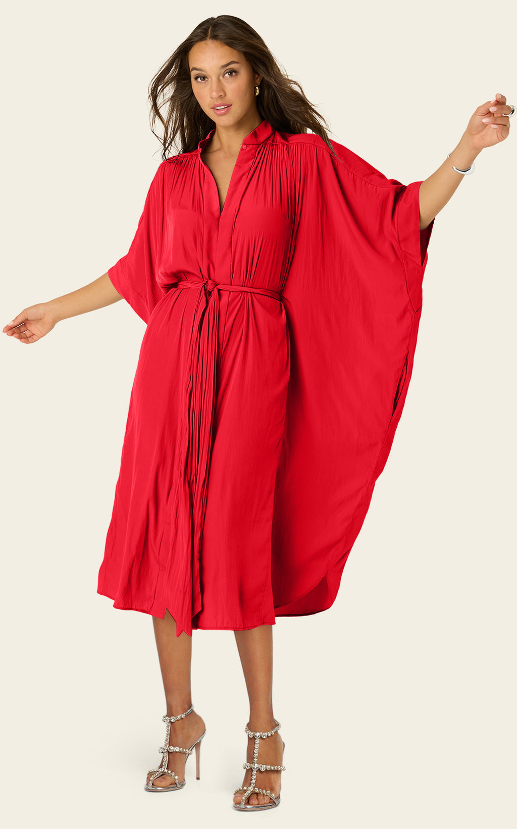 The Multiwear Shirt Dress - Rouge Délice, Midi