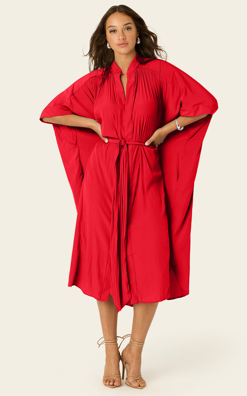 The Multiwear Shirt Dress - Rouge Délice, Midi