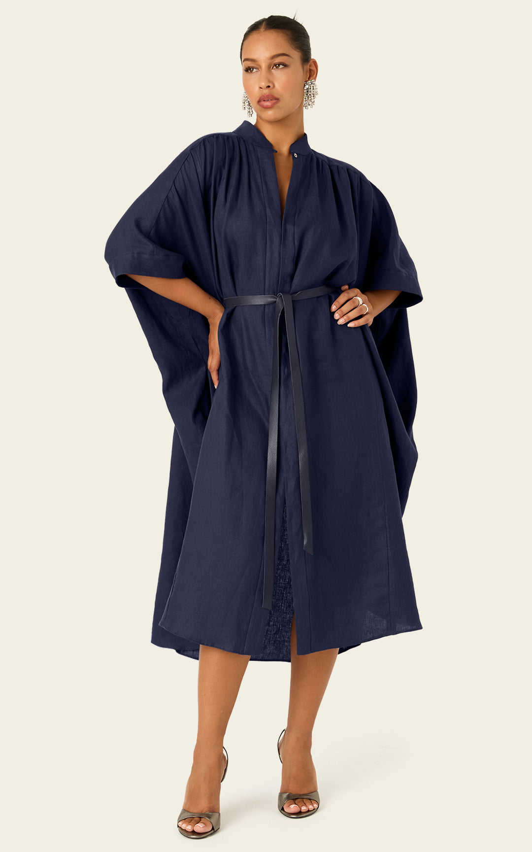 The Multiwear Shirt Dress - Night Sea Linen Petite