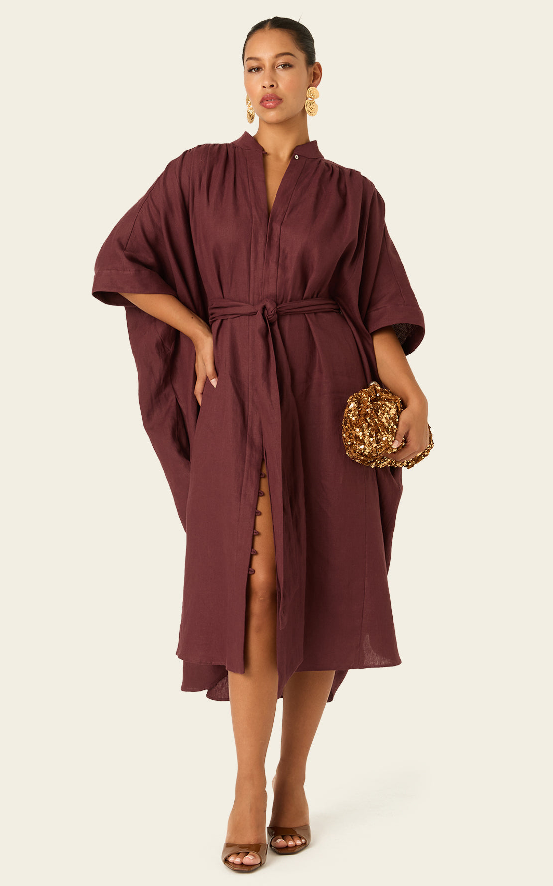 The Multiwear Shirt Dress Port Cacao Linen Petite