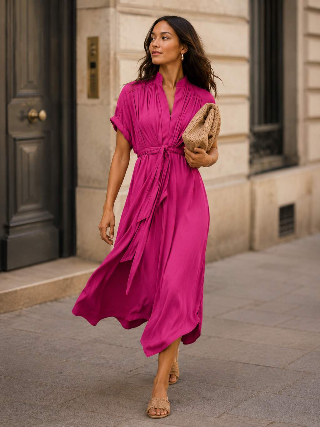 The Multiwear Shirt Dress - Peony Parfait, Midi
