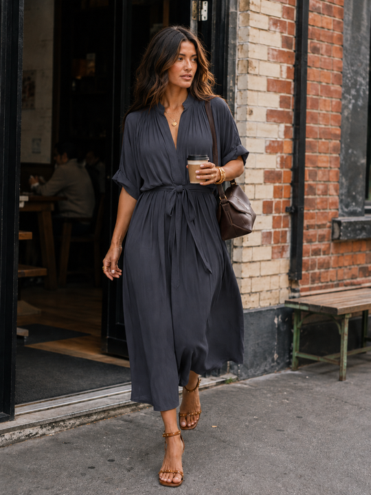 The Multiwear Shirt Dress - Skyfall Grey, Midi