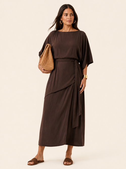 The Luxe Arc Blouse - Cacao Noir