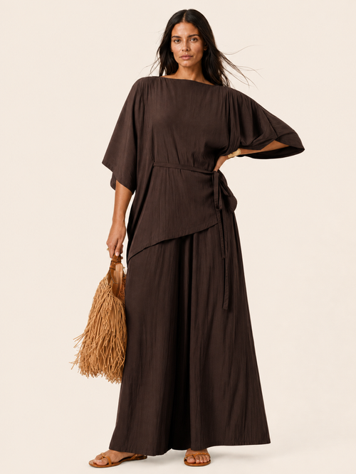 The Luxe Palazzo Pant - Cacao Noir