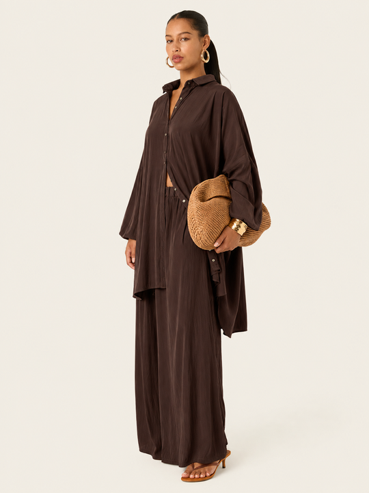 The Luxe Draper Shirt - Cacao Noir