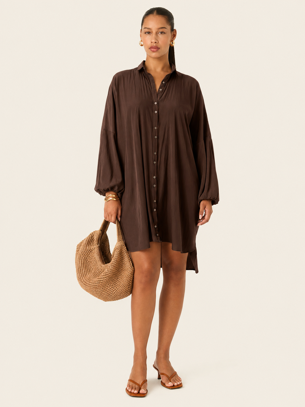 The Luxe Draper Shirt - Cacao Noir