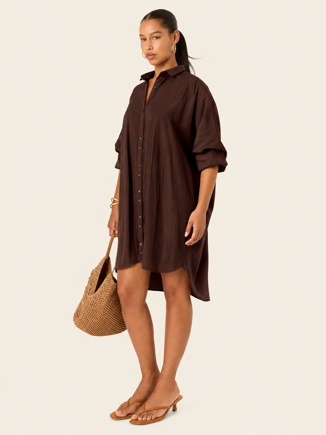 The Luxe Draper Shirt - Cacao Noir
