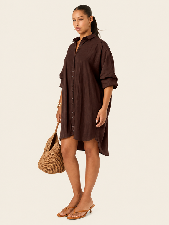 The Luxe Draper Shirt - Cacao Noir
