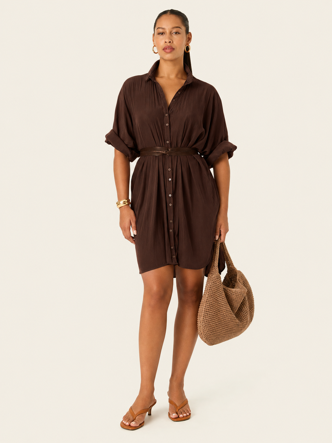 The Luxe Draper Shirt - Cacao Noir